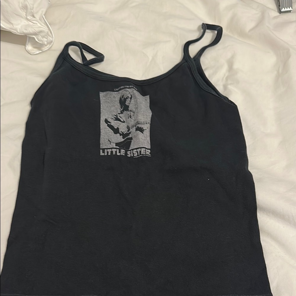 Brandy Melville Black Tank Top with Graphic